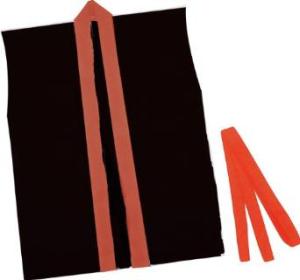 ARTEC 4111 カラ-不織布ハッピ子供用袖無 S黒(赤襟)