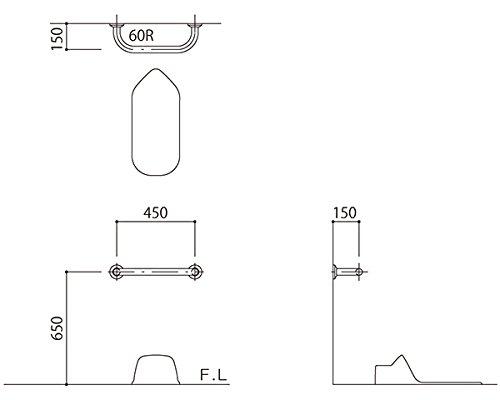 ハイロジック バリアフリー手摺 和式トイレ用標準取34mm バフ研磨