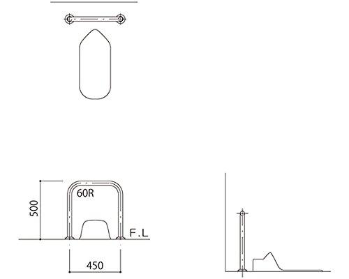 ハイロジック バリアフリー手摺 和式トイレ用標準取34mm ヘアライン