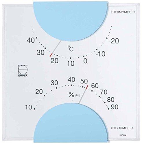 エンペックス気象計 温度湿度計 エルム 置き掛け兼用 日本製 ライトブルー LV-4906