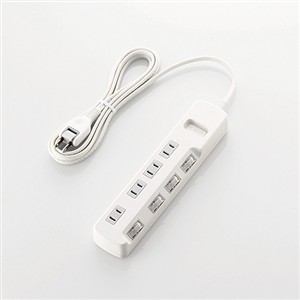 Rakuten - ELECOM エレコム 雷ガードタップ/個別スイッチ/4個口/2.5m/ホワイト T-K5A-2425WH(T-K5A-2425WH)