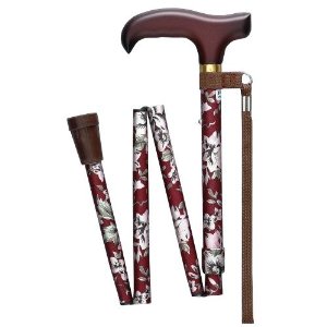 フジホーム ステッキベーシック折畳S 花柄赤 3383 E24961