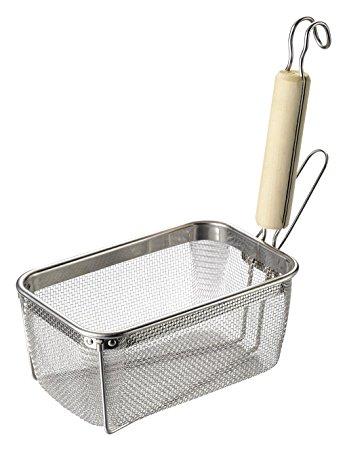 新越金網 0312505 18-8角型うどん揚げ木柄縦型浅型