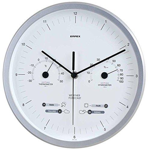 エンペックス (EMPEX) エンペックス気象計 温度湿度計 スーパーEX 晴天望機 天気予報機能付き 壁掛け用 日本製 シャインシルバー EX-5471