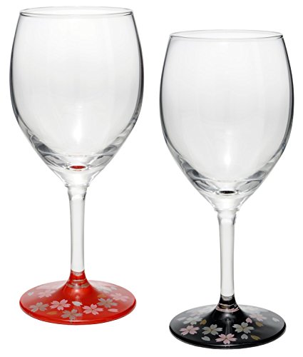 中西工芸(Nakanishi-kougei) ぬりもん　de　Verre　蒔絵　桜　ワイングラスペア　　0770023
