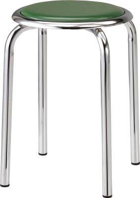TRUSCO トラスコ中山 TRUSCO 丸イス メッキ仕上げ脚 Φ320XH445 グリーン TM24MGN