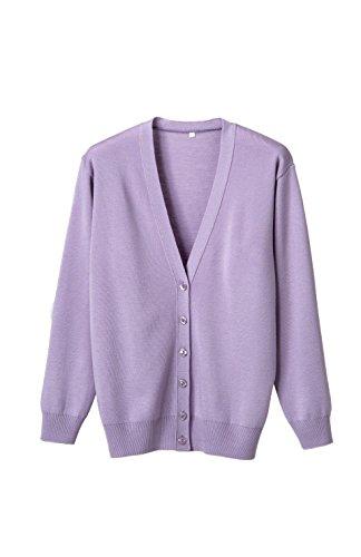 ディーフェイズ 抗ピル長袖カーディガン　パープル　LL D-1001 1枚