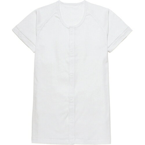 日本エンゼル らくらく前開きワンタッチ肌着【紳士用】半袖 ホワイト L (7505−1)