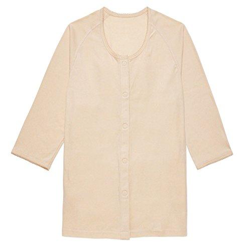 日本エンゼル らくらく前開きワンタッチ肌着【婦人用】七分袖 ベージュ L (7505−2)