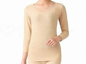 ラック産業 天然泥パックインナー 婦人8分袖シャツ ベージュ フリー