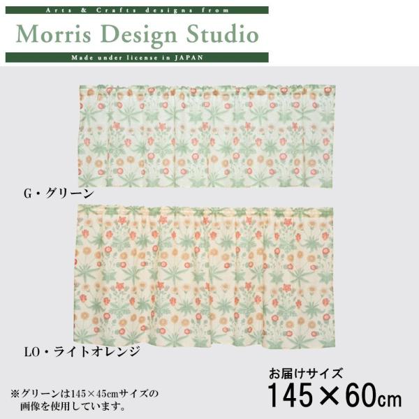 川島織物セルコン Morris Design Studio デイジーシアー カフェカーテン(防炎) 145×60cm DH1400D LO・ライトオレンジ