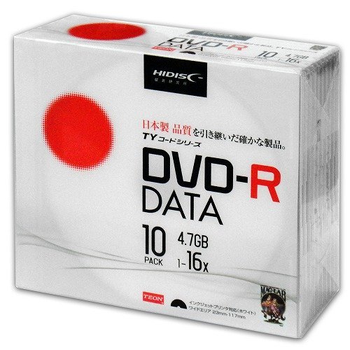 HI DISC TYDR47JNP10SC データ用DVD-R 4.7GB 1-16倍速 5mmスリムケース入10枚パック