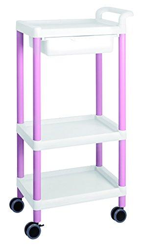 アズワン モバイルイージーカート（トールタイプ／レギュラー31）3段　ピンク ME31D 1個