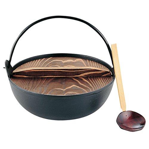 東伸販売 E-26鉄田舎鍋ホーロー無黒着色30cm杓子付