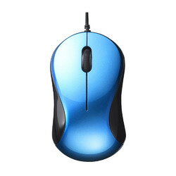 Ball Type Mouse - BUFFALO バッファロー 有線 BlueLED 静音 3ボタンマウス ブルー(BSMBU100BL)