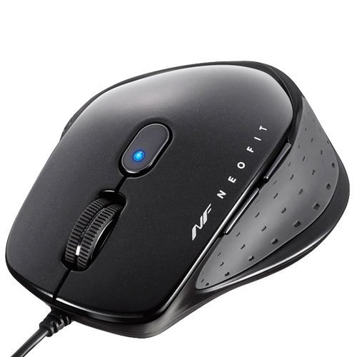 BUFFALO バッファロー 有線 BlueLED 5ボタン ネオフィットマウス Mサイズ ブラック(BSMBU510MBK)