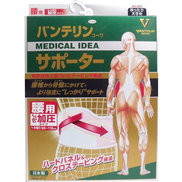 興和新薬 バンテリンサポーター 腰用 しっかり加圧タイプ パステルピンク ゆったり大きめサイズ へそ周り 95～115cm