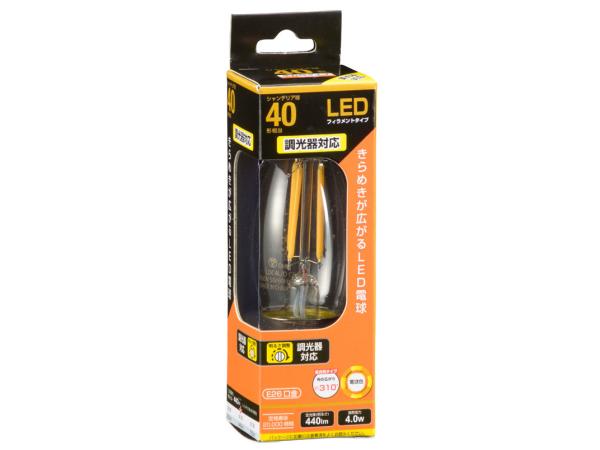 OHM オーム電機 06-3489 LEDフィラメントタイプ電球 シャンデリア球 クリア(40形相当/440lm/電球色/E26/全方向配光310°/調光器対応) LDC4L/D C6