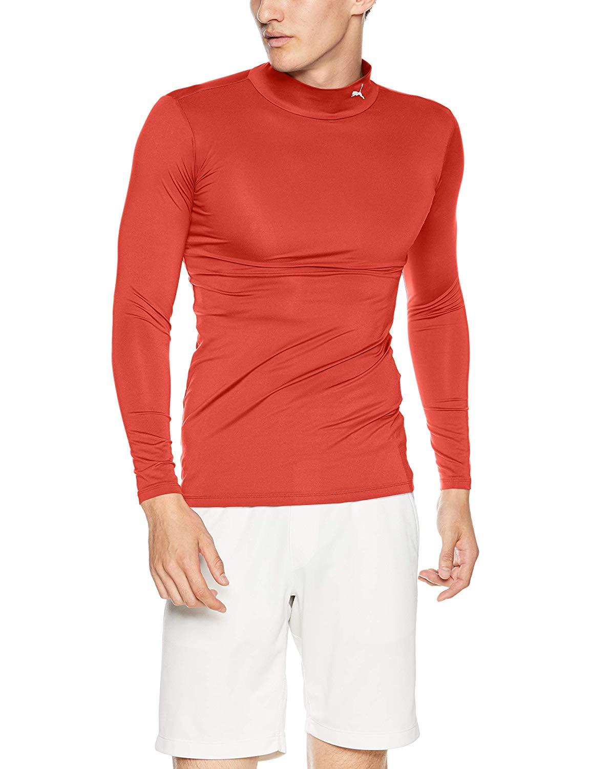 PUMA プーマ プーマ　コンプレッション　モックネック　LS　シャツ　品番：656331　カラー：PUMA　RED－PUMA（01）　サイズ：M