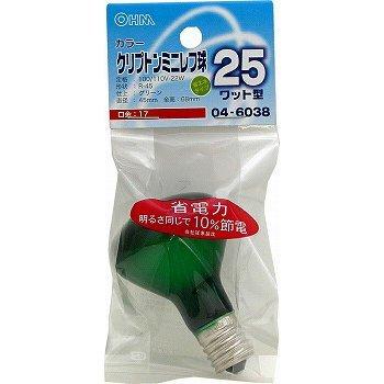 樂天商城 - OHM オーム電機 クリプトンミニレフ球(25W相当/グリーン/E17)【入数:5】