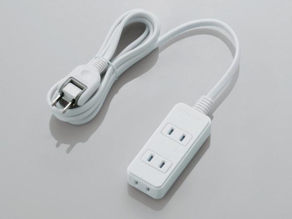 &nbsp;メーカー&nbsp;ELECOM エレコム&nbsp;商品カテゴリ&nbsp;PCアクセサリ・サプライ＞電源タップ&nbsp;発送目安&nbsp;1日〜2日以内に発送予定（土日祝除）&nbsp;お支払方法&nbsp;銀行振込・クレジットカード&nbsp;送料&nbsp;送料無料&nbsp;特記事項&nbsp;&nbsp;その他&nbsp;※※※※※※※※※※※※※※※※※ 仕様 ※※※※※※※※※※※※※※※※※コンセント口数 3 個口ケーブル長さ 2 mプラグ形状 2P(2極プラグ)差込口の形状 2P(2極)用定格(定格容量) 125V・15A・1500Wシャッター付き(ホコリガード) ○トラッキング防止(絶縁キャップ付き) ○スイングプラグ ○寸法 幅39mm×高さ22.5mm×奥行92mm(コード部分及びプラグ部分を除く)質量 224 g
