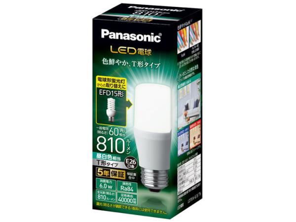 PANASONIC パナソニック パナソニック LDT6NGST6 LED電球 T形タイプ E26 60形相当 810lm 昼白色相当 断熱材施工器具・密閉型器具対応(LDT6NGST6)