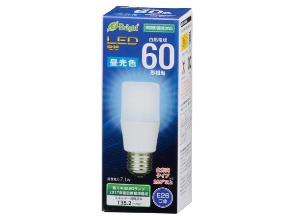OHM オーム電機 LED電球 T形(60形相当/960lm/昼光色/E26/全方向配光255°/密閉形器具対応)