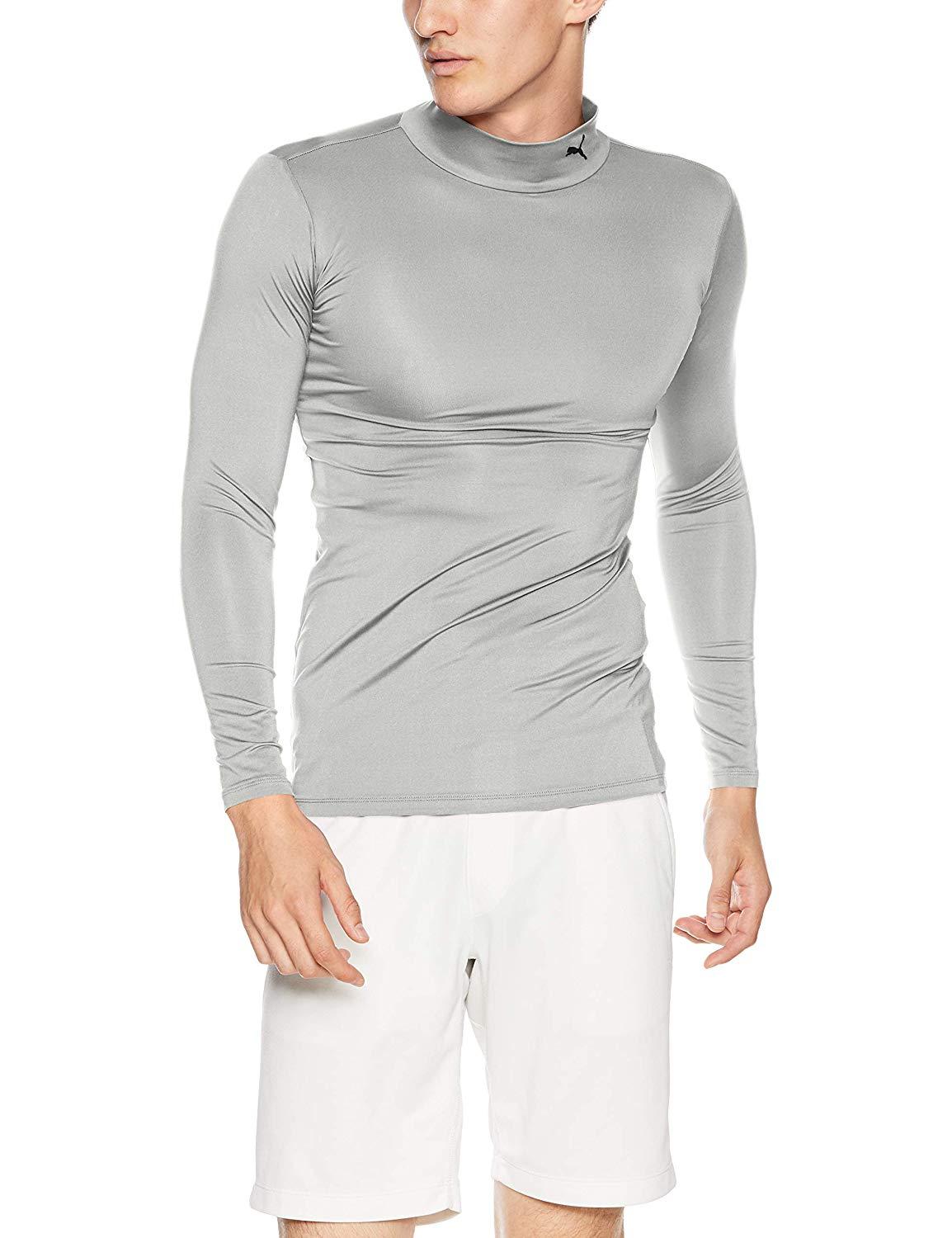 PUMA プーマ コンプレッション_モックネック_LS_シャツ (656331) [色 : 13SILVER-BLA] [サイズ : 3XL]