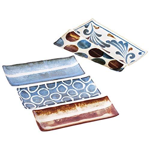 アワサカ 筆青 長角皿揃7-2029