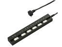 OHM オーム電機 個別スイッチ付節電タップ(6個口/1m/ブラック) HS-TPK61PBT-K
