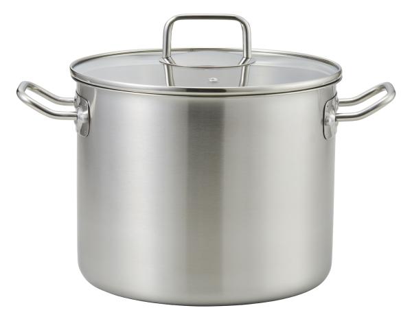 ベストコ(Bestco) 寸胴鍋 24cm サテン エコーズ 軽い 見える ステンレス ガラス蓋付 IH対応 ND-6346