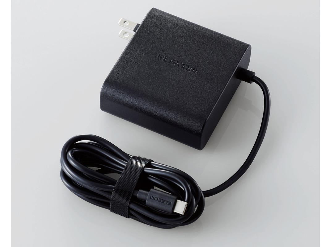 ELECOM エレコム ノートPC用ACアダプター/Type-C/PD対応/65W/ケーブル一体型/2m(AC...