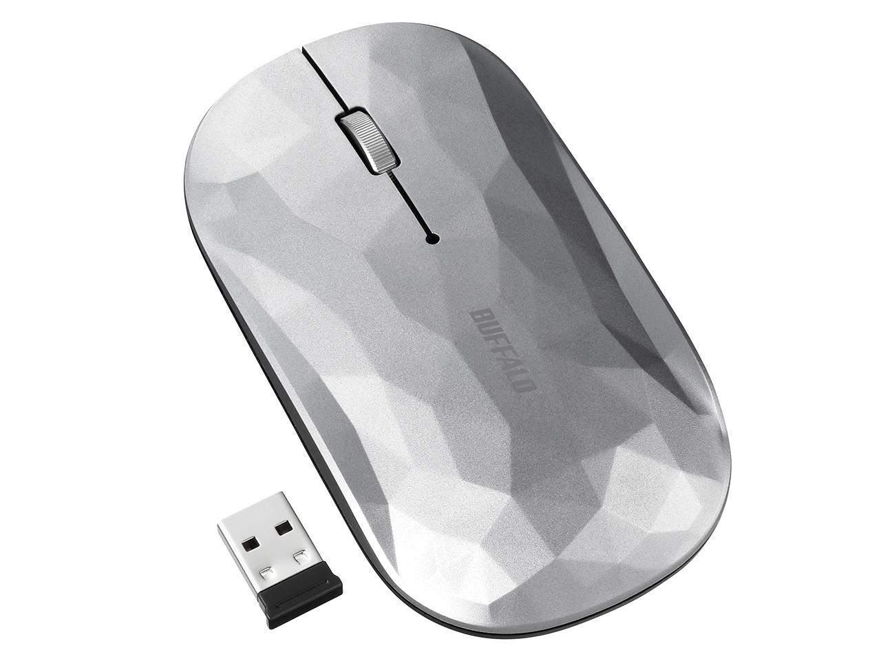 BUFFALO バッファロー 薄型 3ボタン 無線 BlueLEDマウス ジオメトリーシルバー(BSMBW330GSV)