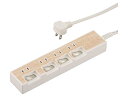 OHM オーム電機 個別スイッチ付節電タップ(4個口/1.5m/木目調ライト系) HS-TP415WD-W