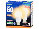 OHM オーム電機 LED電球(60形相当/868lm/電球色/E26/全方向配光260°/密閉形器具対応/2個入り) LDA7L-G AG27 2P(3)