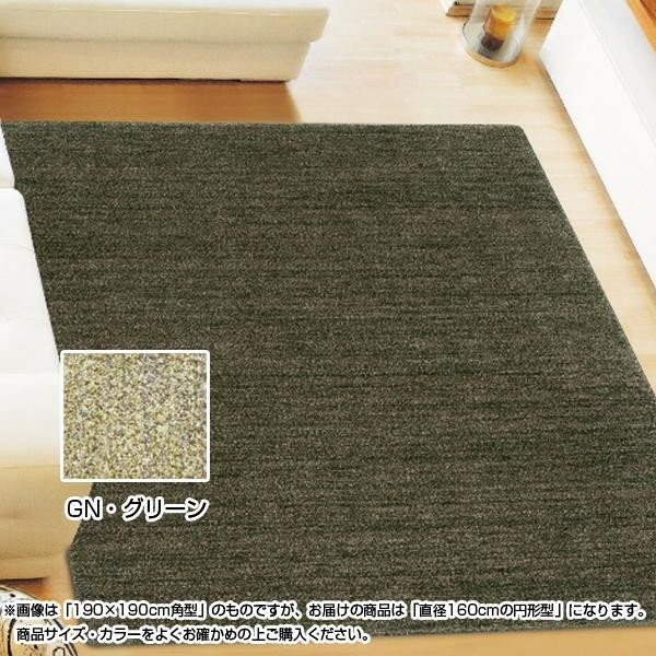アスワン ムシカビクリーンカーペット(防虫・防ダニ・防カビ・抗菌) MC-100 160cm円形 GN・グリーン CA..