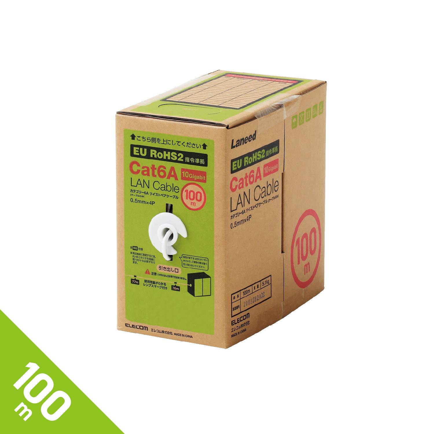 ELECOM ���쥳�� LAN�����֥�/CAT6A�б�/EU RoHS������/���ͥ���̵��/ñ��/���å���/100m/�ۥ磻��(LD-GPAL/WH100RS)