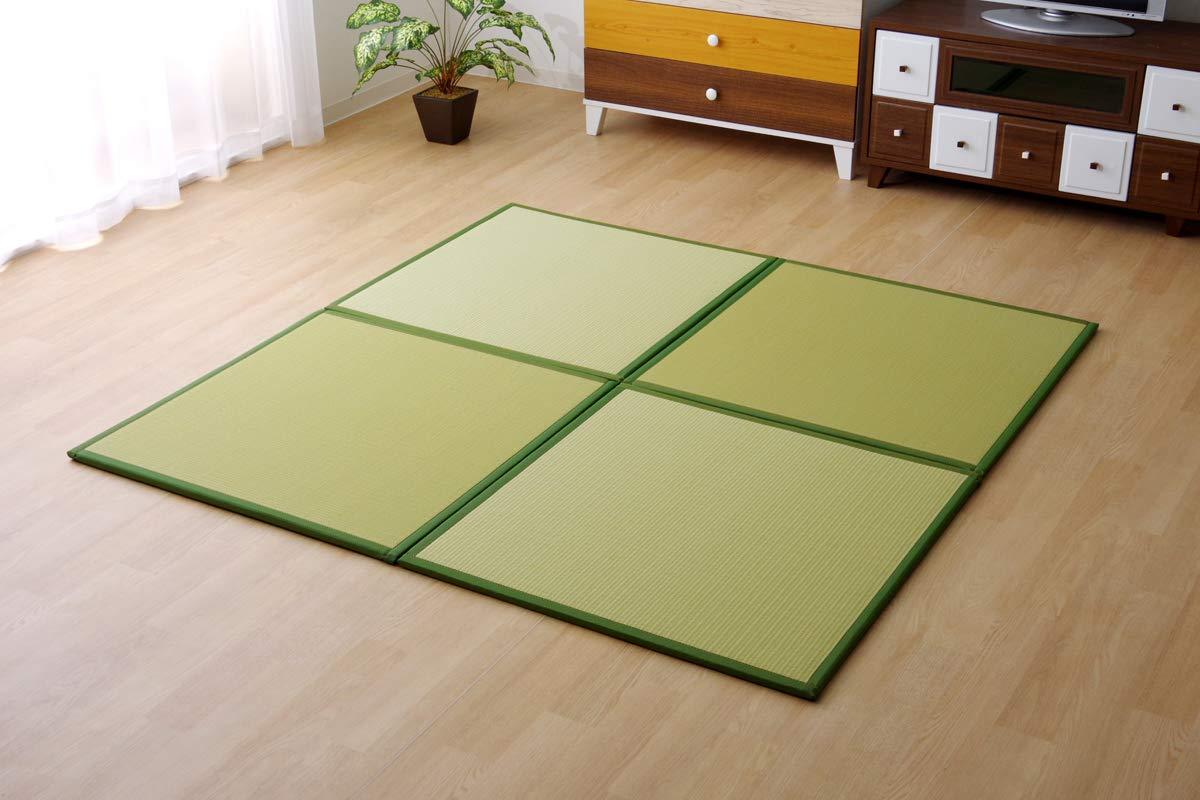イケヒコ・コーポレーション 日本製 水拭きできる ポリプロピレン 置き畳 ユニット畳 軽量 軽い シンプル グリーン 67×67×1.7cm (4枚1セット)