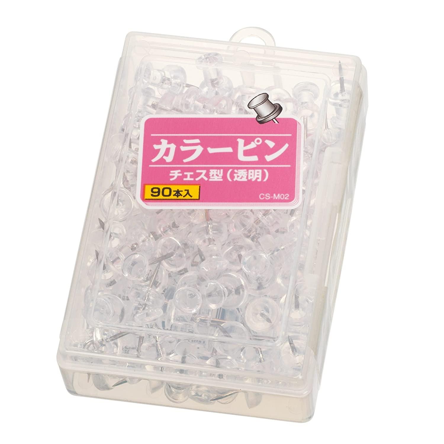 ライオン事務器 カラーピン チェス型 CS-M02 透明 90本