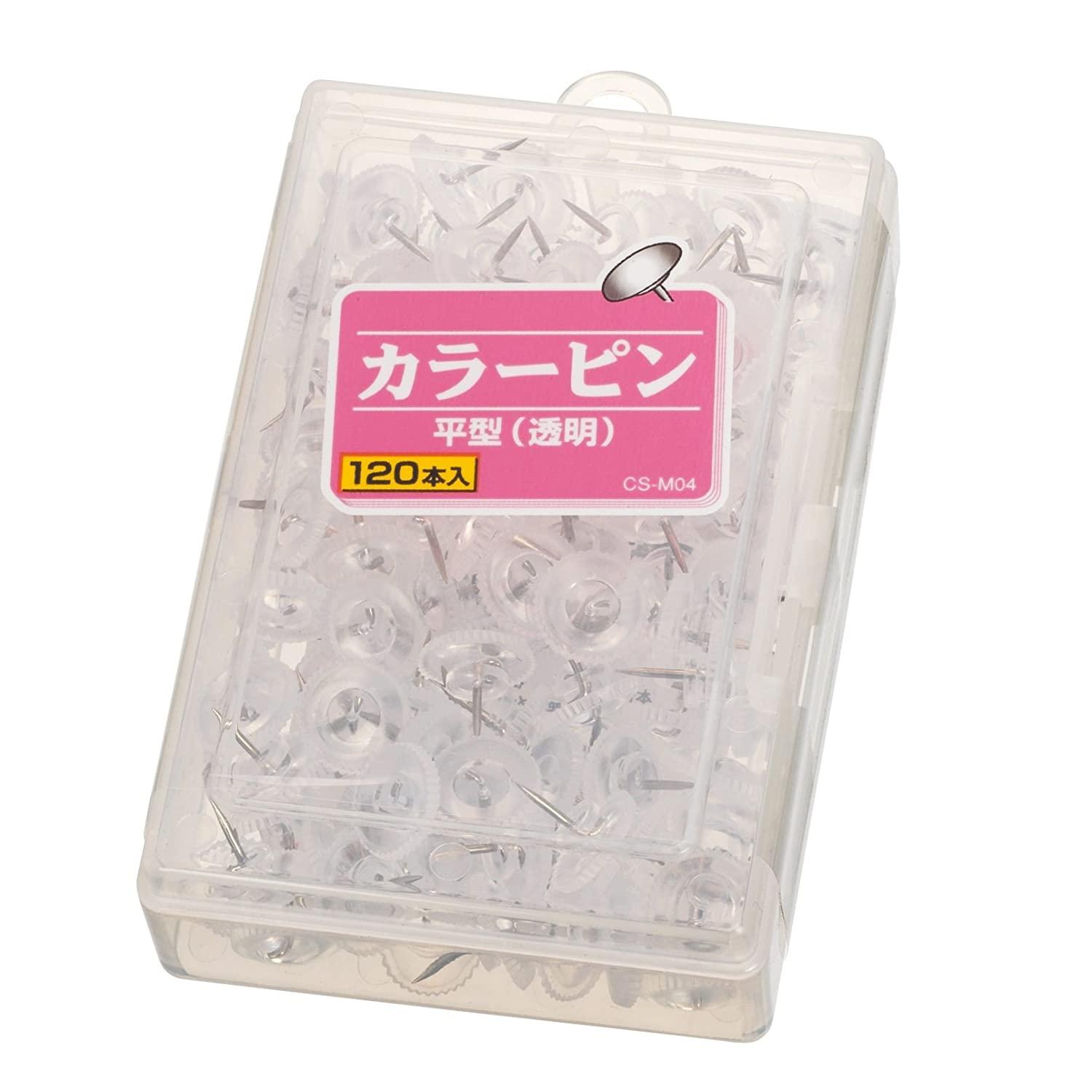 ライオン事務器 カラーピン 平型 CS-M04 透明 120本