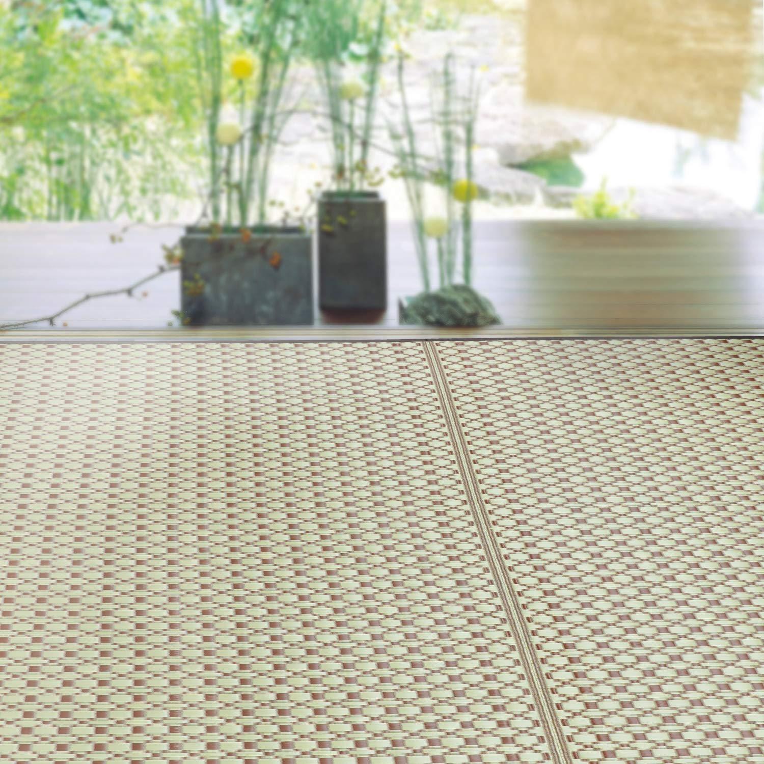 HAGIHARA 萩原 萩原 ラグ PP柄上敷き 花ござ ブラウン 江戸間6畳 い草風 水洗いOK 「ルイス」江戸間6畳(約261X352cm)81947460