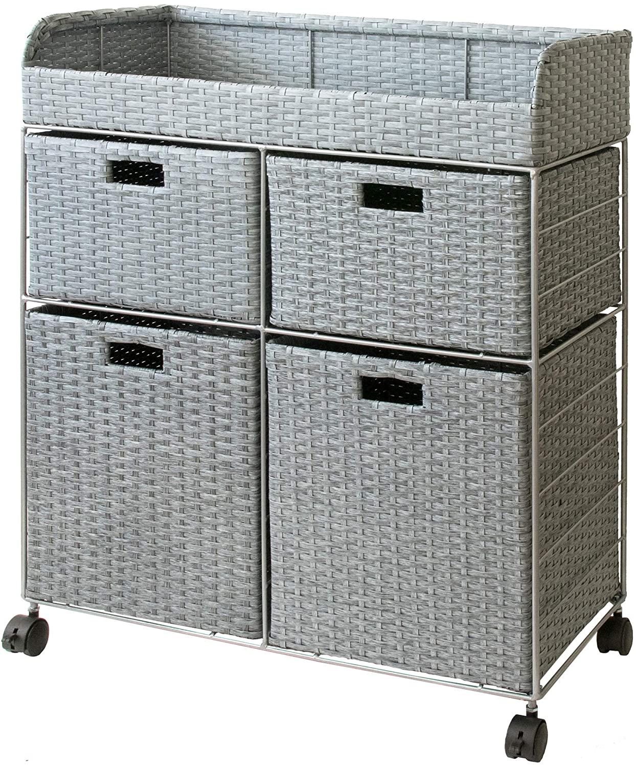 宮武製作所 ランドリーボックス Diario 幅68×奥行き29×高さ79cm ブルー 縦型二段式 RB-688