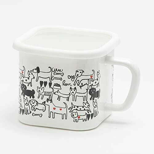 豊琺瑯(Yutaka Horo) マルチポット ホーロー ホワイト モノトーンドッグ Plune.(プルーン)ホーローマルチスクエアポット YJ-821 琺瑯 ガス IH対応 豊琺瑯 におい移りしにくい 冷蔵庫保管可能