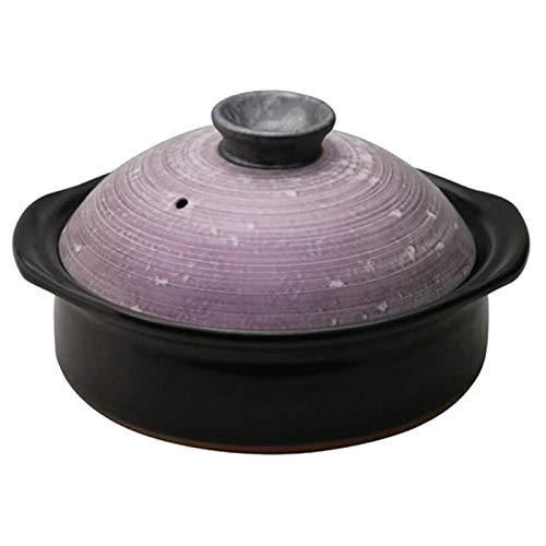 スズ木 日本製 サビ絞り ラスター紫 6号セラミック加工IH土鍋 72091852 (1663634)