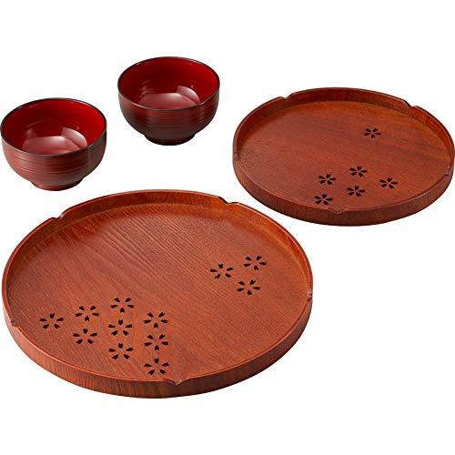 尾崎商店 丸盆 桜 入子 レンジ椀2客付 4460