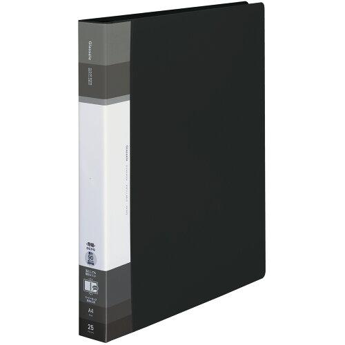 KOKUYO コクヨ コクヨ クリヤーブック(Glassele) 替紙式・背ポケット A4タテ 30穴 25ポケット付属 背幅35〜54mm ブラック ラ-GLB730D 1冊