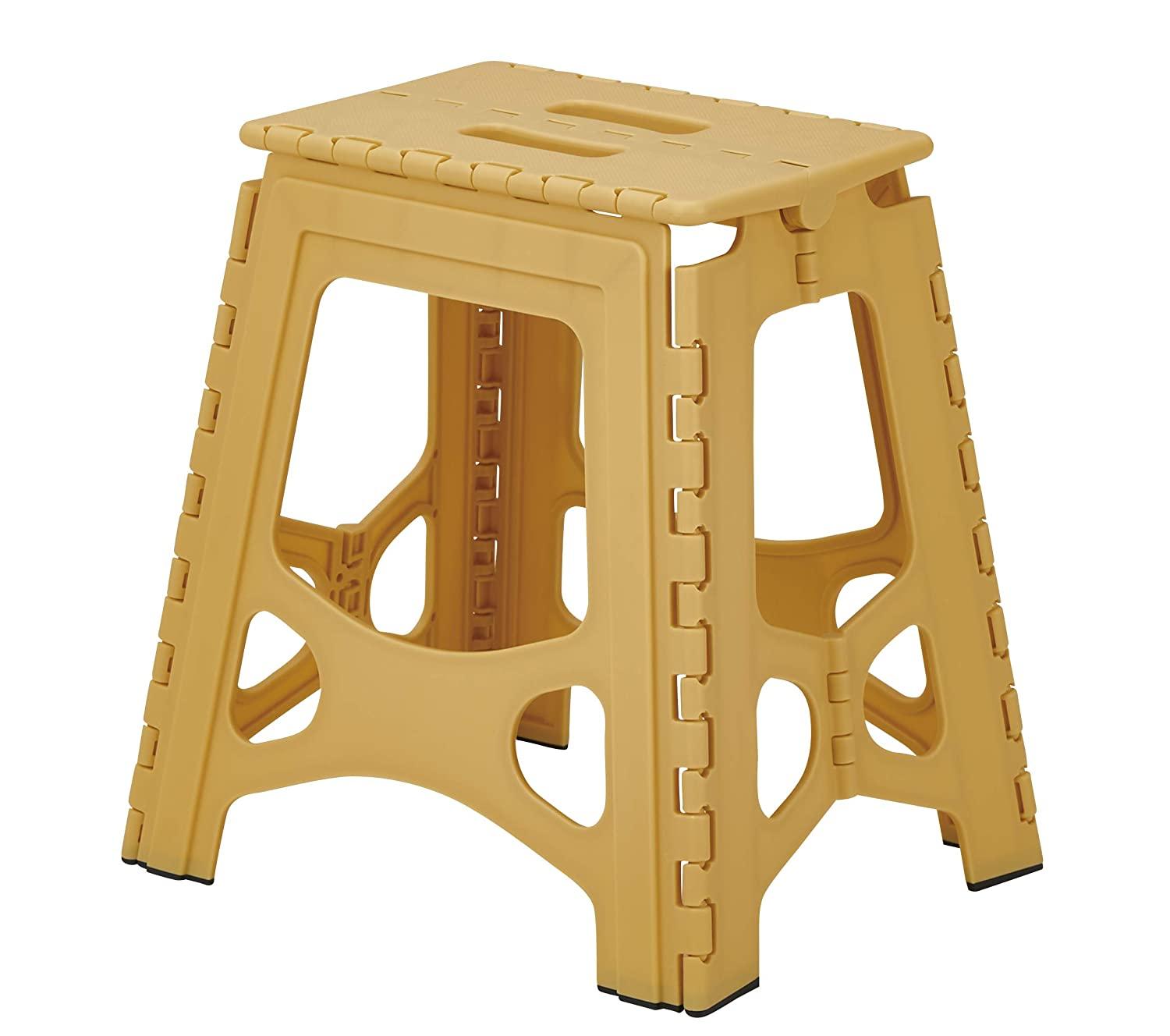 天馬 踏み台 室内用 フォールディングステップ 39 幅38×奥行30×高さ39cm 折りたたみ イエロー