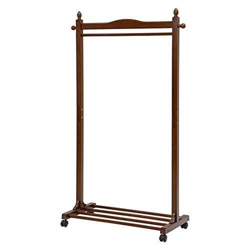 HAGIHARA 萩原 萩原 ハンガーラック コートラック コートハンガー キャスター付き 【収納力と使いやすさの両立】 衣類収納 天然木 木製 ブラウン 幅60cm VR-7238BR(3.0)