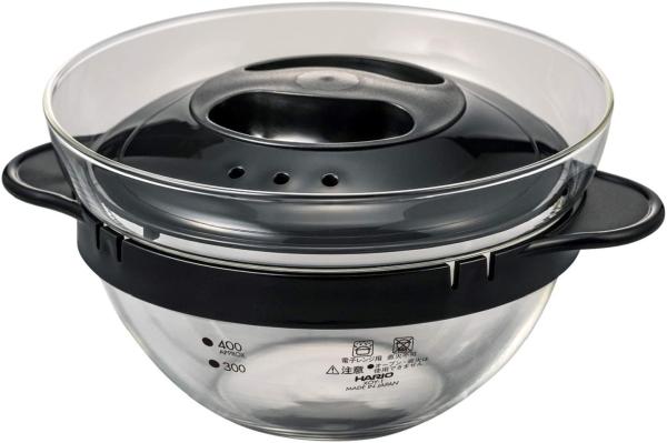 HARIO ハリオ HARIO(ハリオ) ガラスのレンジおかず鍋 電子レンジ用 ブラック 実用容量450ml 日本製 XOY-1-B