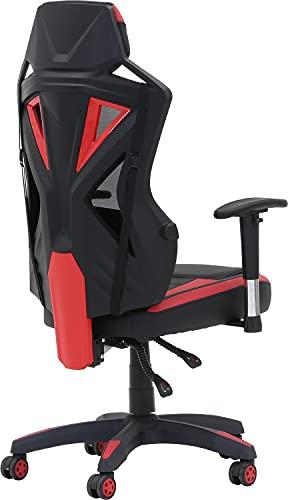 不二貿易 ゲーミングチェア パーソナルチェア レッド メッシュ 回転式 リクライニング レイズ 19427 幅..